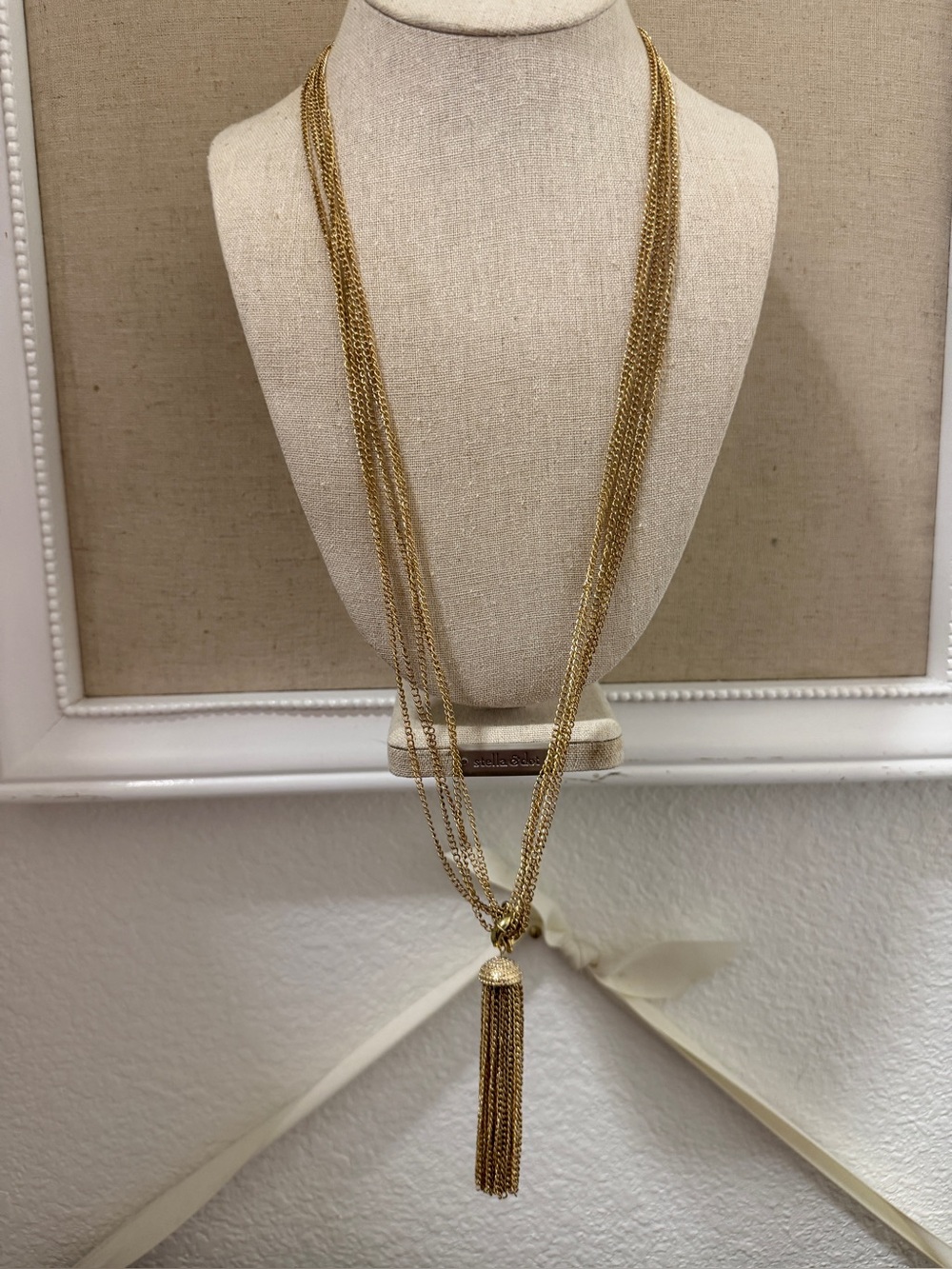 Gold Multi-Strand Tassel Pendant Necklace